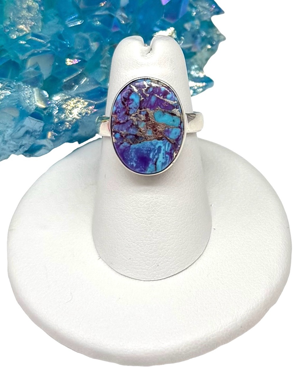 Kingman Purple Turquoise Ring Size 6 925 Sterling Silver Plated